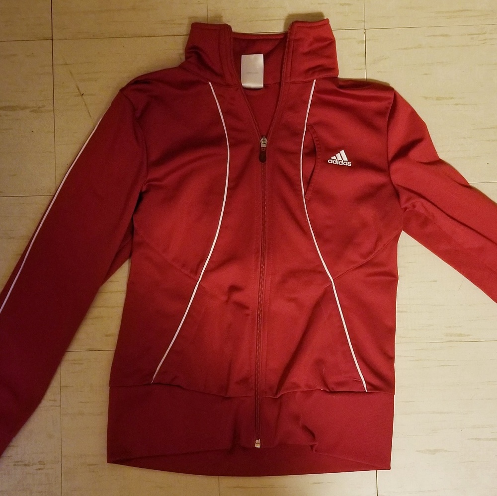 Red Adidas Zip Up Jacket